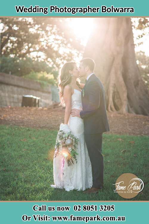 Photo of the Bride and the Groom kissing Bolwarra NSW 2326