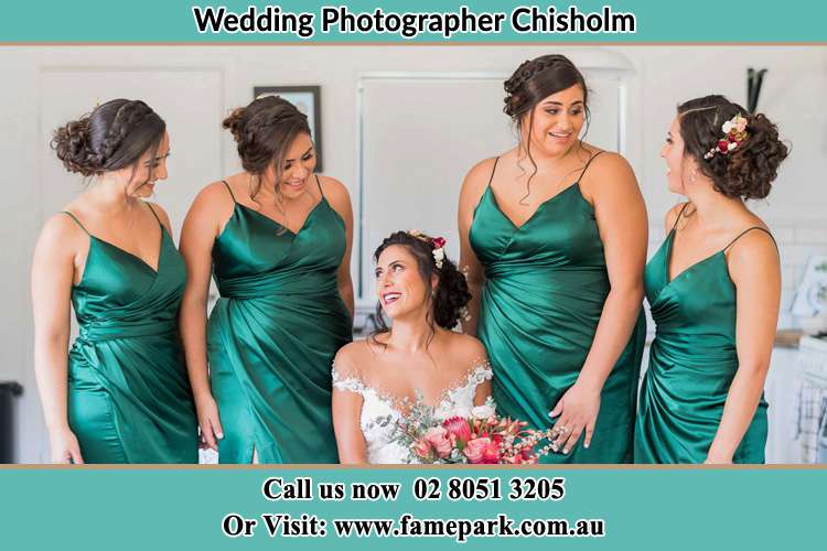 Photo of the Bride together with her bridesmaids Chisholm NSW 2322