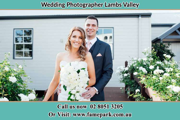 Photo of the Bride and the Groom striking a pose to the camera Lambs Valley NSW 2335