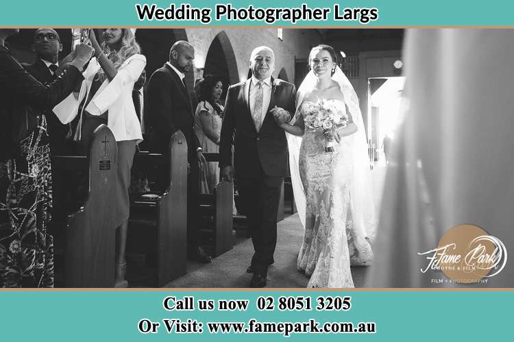 Photo of the Bride with her father walking the aisle Largs NSW 2320