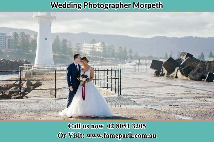 Photo of the Bride and Groom at the Watch TowerMorpeth