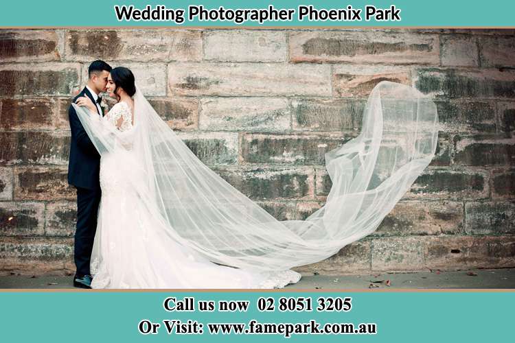 Romantic photo of the Groom and the Bride Phoenix Park NSW 2321