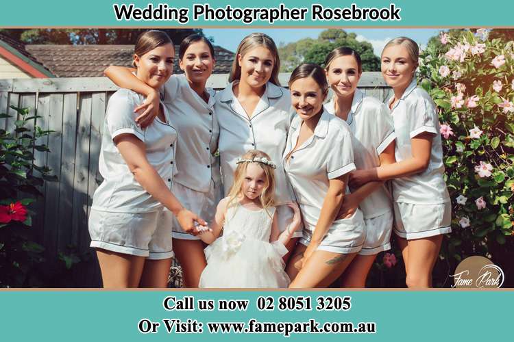 The Bride and her bridesmaids posed for the camera Rosebrook