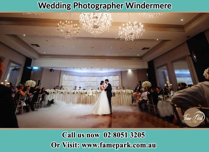 Photo of bride and groom dancing Windermere